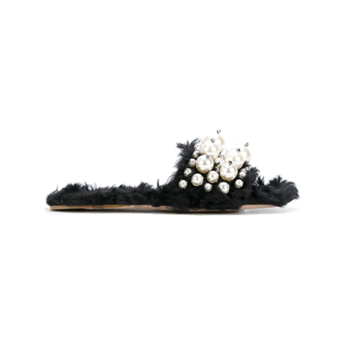 Miu Miu sandalias con apliques de perlas - Negro - Miu Miu | Mystilo
