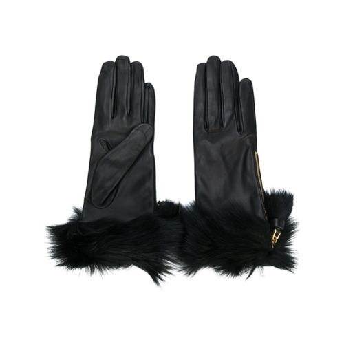 Imagen principal de producto de Prada guantes con ribete de pelo - Negro - Prada