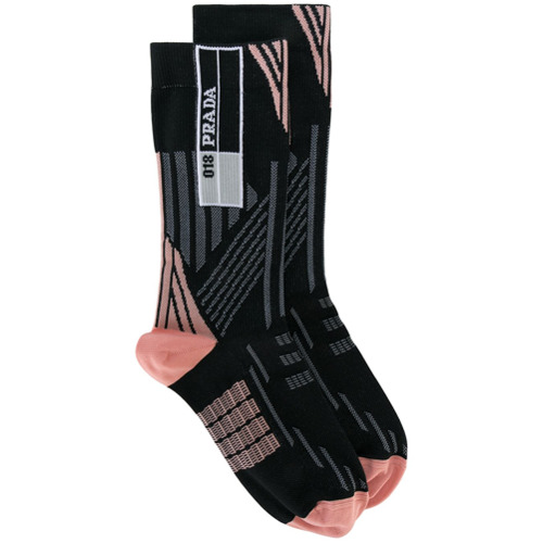 Imagen principal de producto de Prada calcetines de intarsia con motivo geomÃ©trico - Negro - Prada