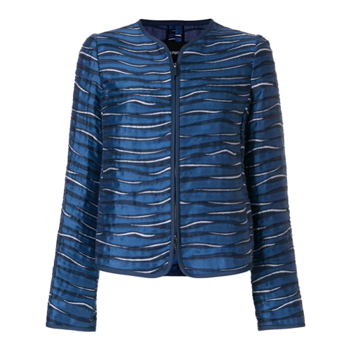 Emporio Armani chaqueta sin cuello y estampado metÃ¡lico - Azul - Emporio  Armani | Mystilo