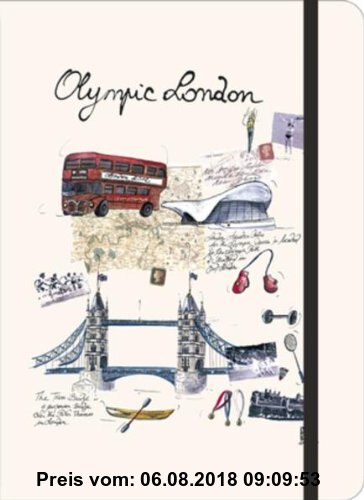Gebr. - City Journal large Olympic London: Mit Stifthalter, Elastikband zum Schließen, Tasche für Reiseerinnerungen, Stadt- & Nahverkehrsplan