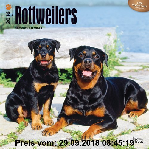 Gebr. - Rottweilers 2016 - Rottweiler - 18-Monatskalender mit freier DogDays-App: Original BrownTrout-Kalender [Mehrsprachig] [Kalender] (Wall-Kalende