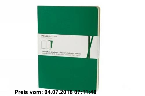 Gebr. - Moleskine Volant Notizhefte (blanko, X-Large, Weicher Einband) 2er-Set smaragdgrün/oxyd-grün